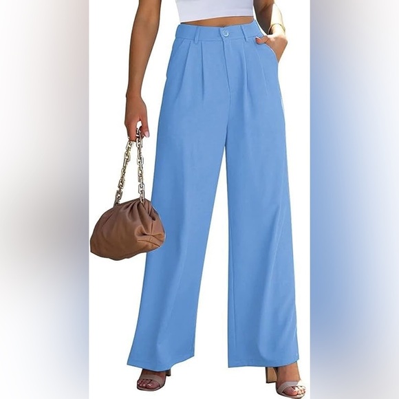 Women’s High Rise Wide Leg Palazzo Pants in Light Blue Size M - Picture 1 of 9